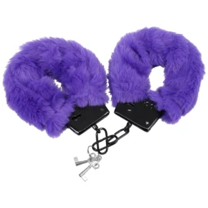 Doc Johnson Fluff Cuffs Intimate Restraints Soft Faux Fur Purple