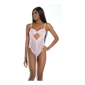 Leg Avenue Twist Cup Teddy Pink - One Size, Elegant Lace Design