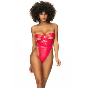 Mapale Teddy Model M Wet Red Vinyl Bodysuit Adjustable Size M