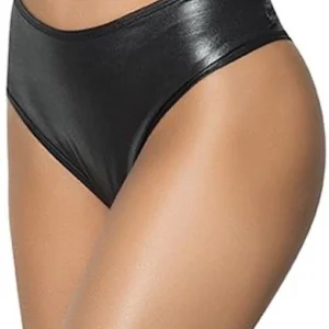 Leg Avenue High Waist Wet Look Black Panty S/M Scrunch Back