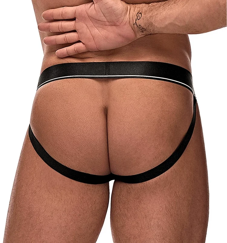 Male Power Cock Pit Net Jockstrap L/XL Black with Detachable Pouch