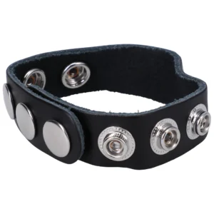 Rock Solid Leather 5 Snap Adjustable Ring - Black, Universal Size