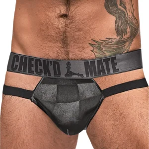 Male Power Checked Mate Cut Out Jock L/XL Sheer Patterned Waistband