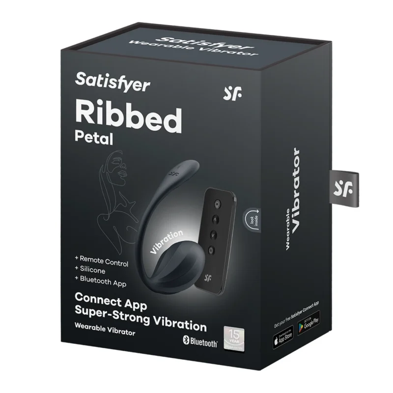 Satisfyer Ribbed Petal Connect App Wearable Intimate Device Black