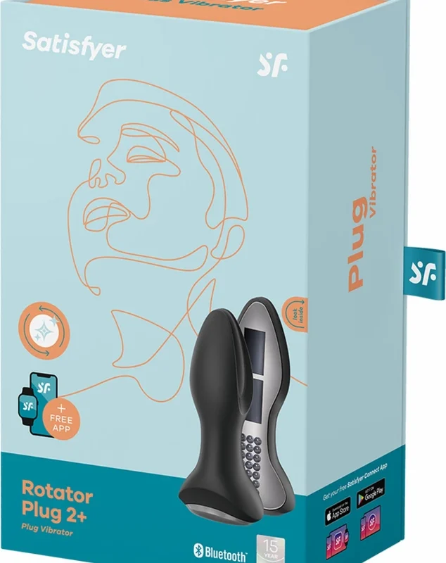 Satisfyer Rotator Plug 2+ Vibrating Plug App-Controlled Silicone Black