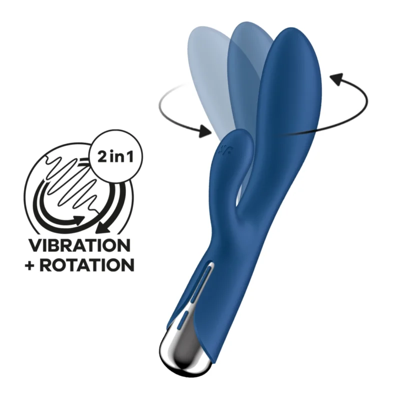 Satisfyer Spinning Rabbit 1 Blue - Rotating Head Vibrator, Silicone