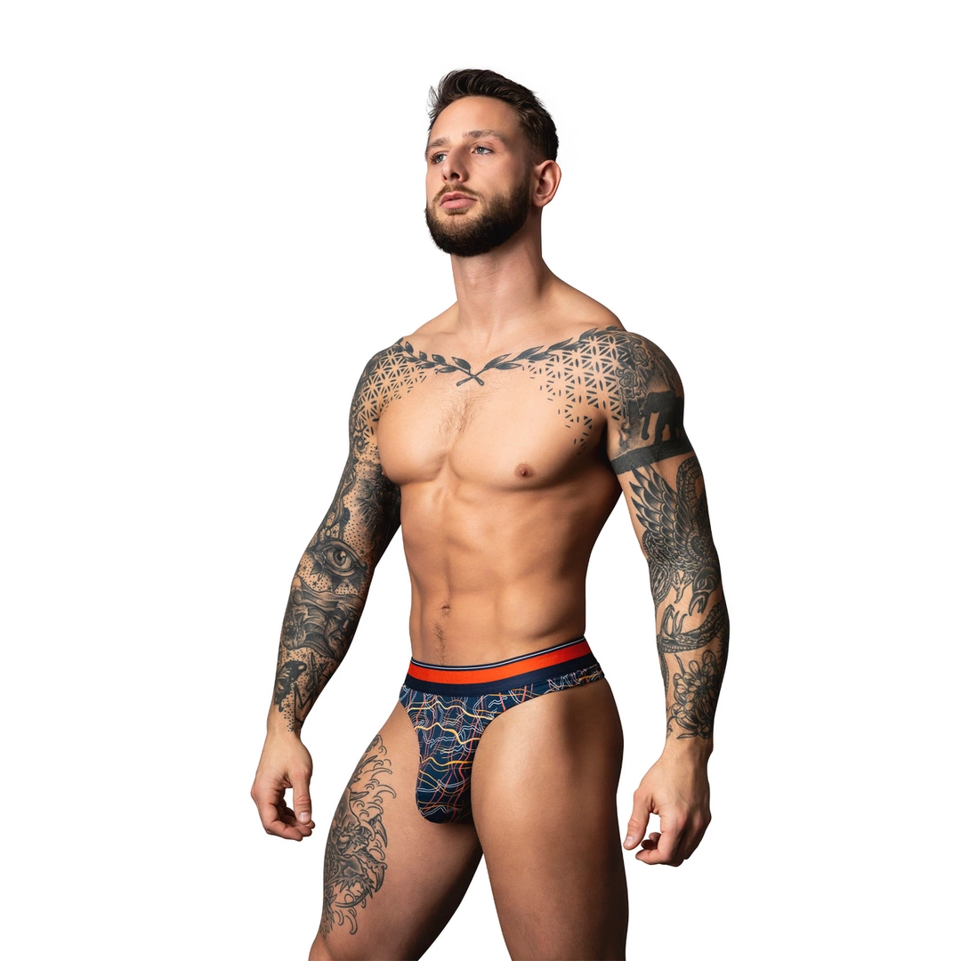 Male Power Soo Cumfy Thong S/M Marble Print Modal Comfort