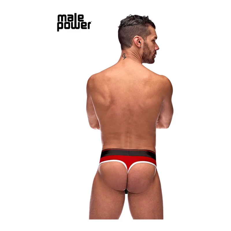 Male Power Panel Thong L/XL Black-Red Retro Sport Design