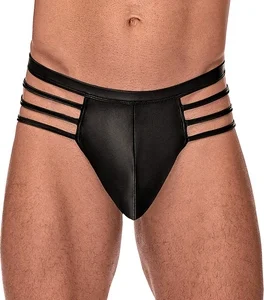 Male Power Cage Matte Thong L/XL Black - Strappy Comfort Design
