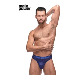 Male Power Diamond Mesh Bong Thong L/XL Navy - Breathable Comfort Fit