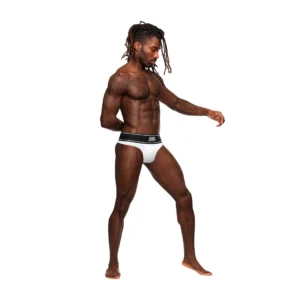 Male Power Modal Rib Comfort Bong Thong S/M White - Soft Elastic Waistband