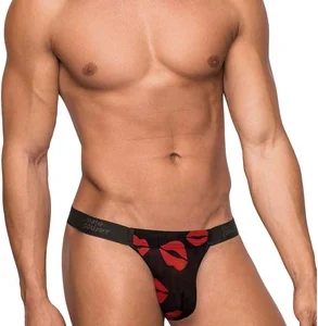 Male Power Microstring L/XL Intimate Thong Black Comfort Fit