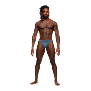 Male Power Inter-Mingle Bong V Thong L/XL Blue Comfort Fit