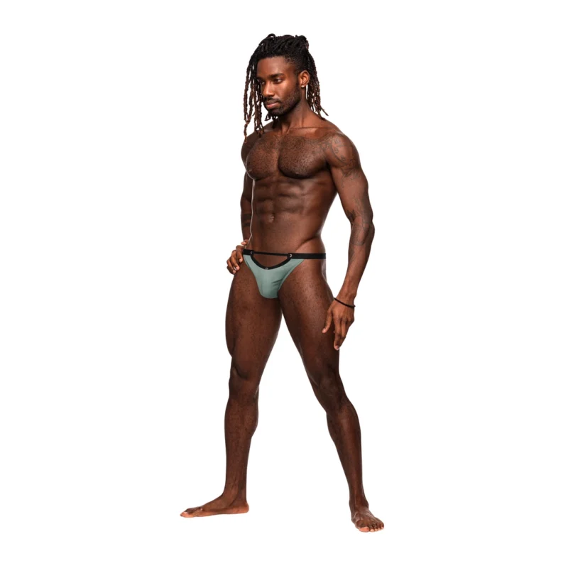 Male Power Magnificence Micro V Thong L/XL Jade - Decorative Details