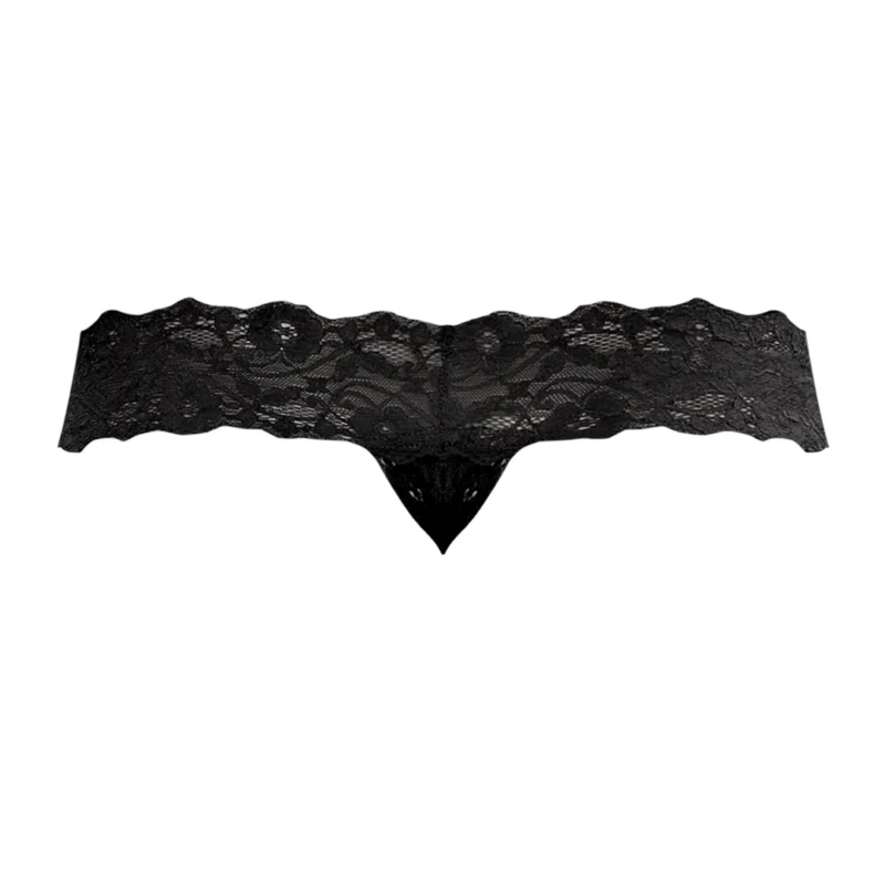 Male Power Scandal-Lace Micro Thong L/XL Black - Mesh & Lace Waistband