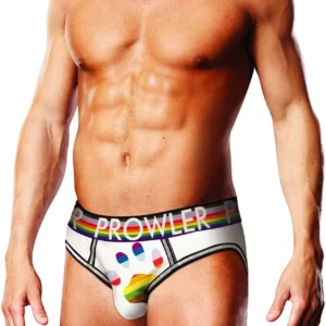 Prowler Oversized Paw Open Brief S White with Pride Waistband