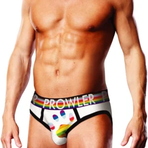 Prowler Oversized Paw Brief XS White - Signature Waistband, Pride Accents