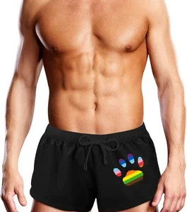 Prowler Swim Trunks Black Oversized Paw S - Quick-Dry Pride Design