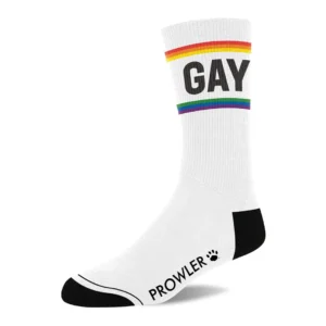 Prowler Pride Socks White Rainbow Stripes LGBT Support Unisex