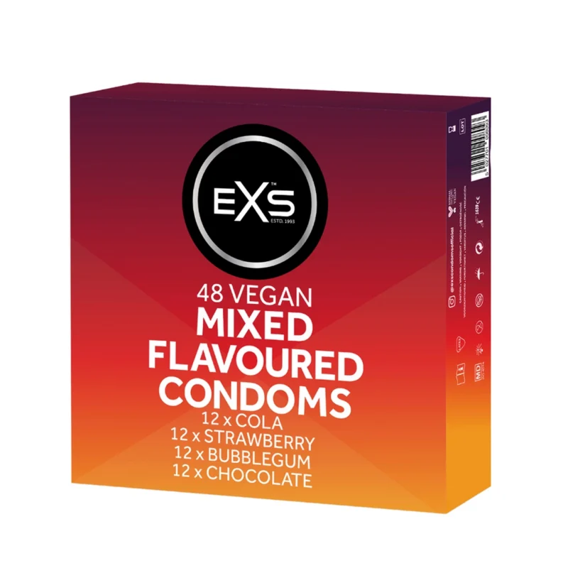 EXS Mixed Flavours Latex Condoms 48-Pack - Variety Aromatic Selection