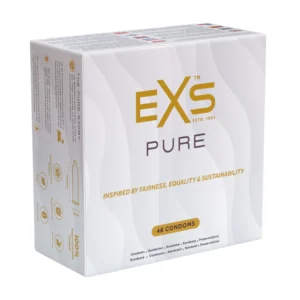 EXS Pure Ultra-Thin Latex Condoms 48-Pack | Eco-Friendly 53mm Width