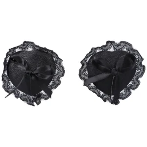 CalExotics Lace & Vegan Leather Nipple Covers - Black, Reusable, Elegant Design
