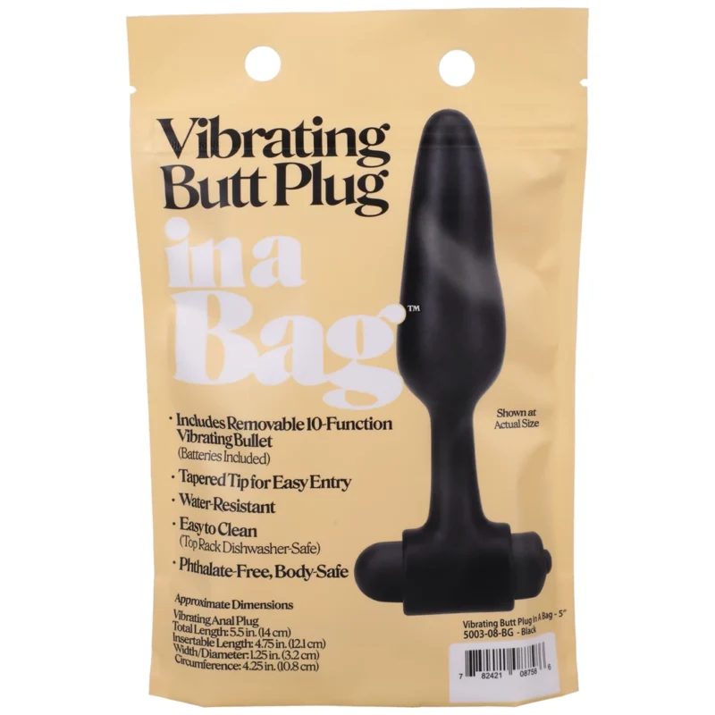 Doc Johnson Silicone Black Anal Plug 12 cm with 10-Function Bullet