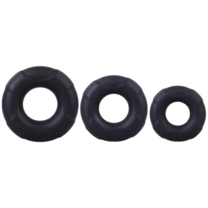 Doc Johnson Silicone Ring Set - Flexible Anatomical Support, Black