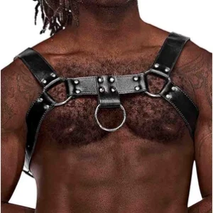 Male Power Ram Adjustable Imitation Leather Harness Black One Size