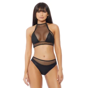 Fantasy Lingerie Impulse Micro Net Two-Piece Set Black High Waist