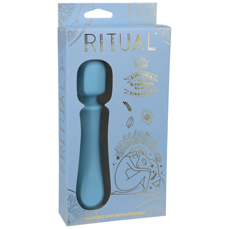 Euphoria Silicone Wand Vibrator Rechargeable Blue - Quiet Operation