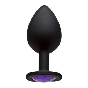 Booty Bling Large Spade Plug Black Silicone with Pastel Gem