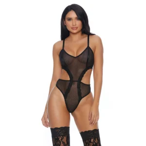 Sweet Siren Pin-Striped Lace Teddy XL - Elegant Sheer Bodysuit