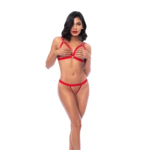 Mapale Two-Piece Set L/XL Red - Adjustable Open Cup & G-String by Leg Avenue