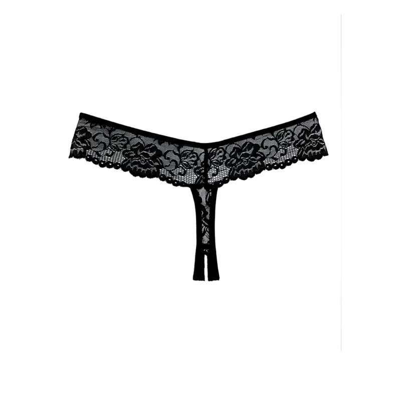 Chiqui Love All-Lace Crotchless Thong Panties One Size Black