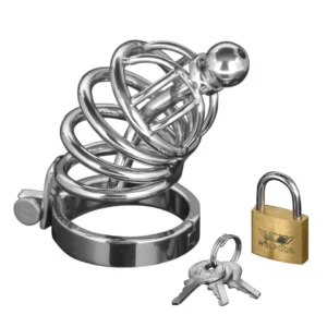 Asylum Stainless Steel Chastity System 4 Rings S/M Adjustable Set