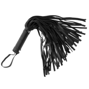 Pleather Pleasure Mini Flogger Black PU Leather Compact 34cm