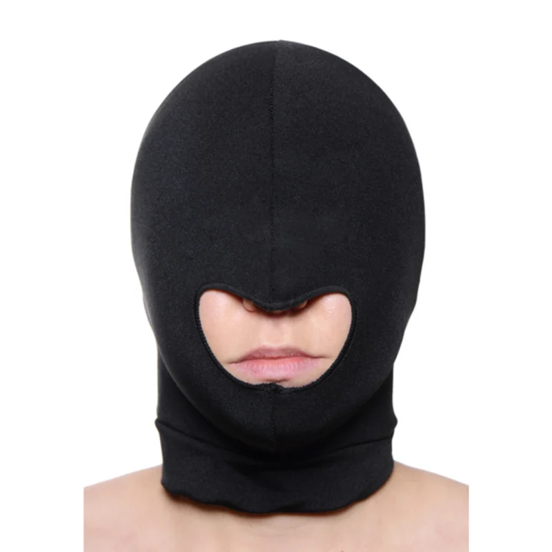 XR Brands Spandex Face Mask Open Mouth Lightweight Black Hood
