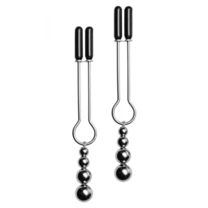 XR Brands Master Series Decorative Nipple Clamp Set with Triple Beads