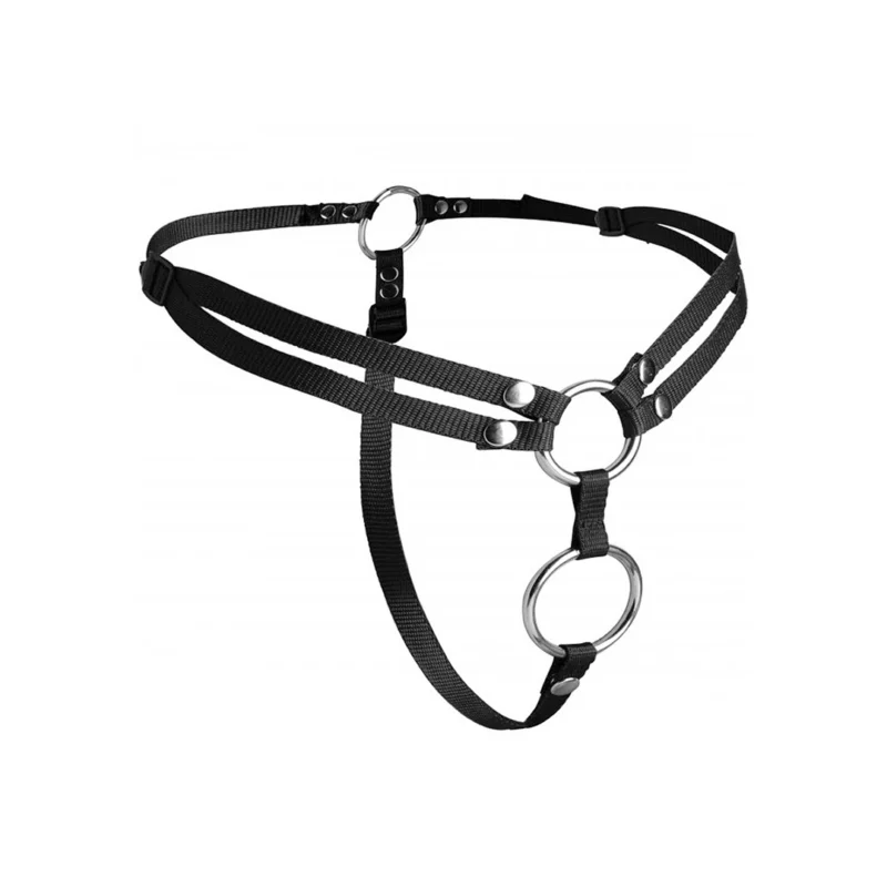 XR Brands Unity Adjustable Double Ring Harness System Black