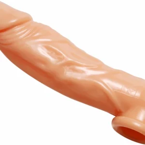 XR Brands Master Series Vein-Textured Sleeve & Support Ring, Clear