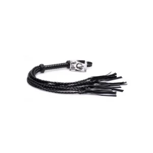 Master Series Braided Flogger PU Leather Black 34in Long Handle