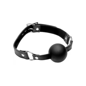 XR Brands XL Silicone Ball Gag - Large Adjustable Strap Black