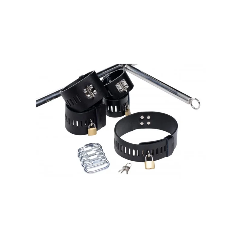 XR Brands Imprisoned Metal Restraint System with Adjustable Attachment Black