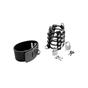 XR Brands Gates of Hell Adjustable Chastity System with Leather Straps