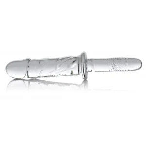 XR Brands Brutus Glass Rod Thruster - Textured Intimate Device Clear