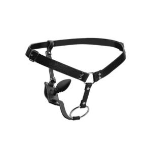 XR Brands Master Series Adjustable Harness with Silicone Plug Black
