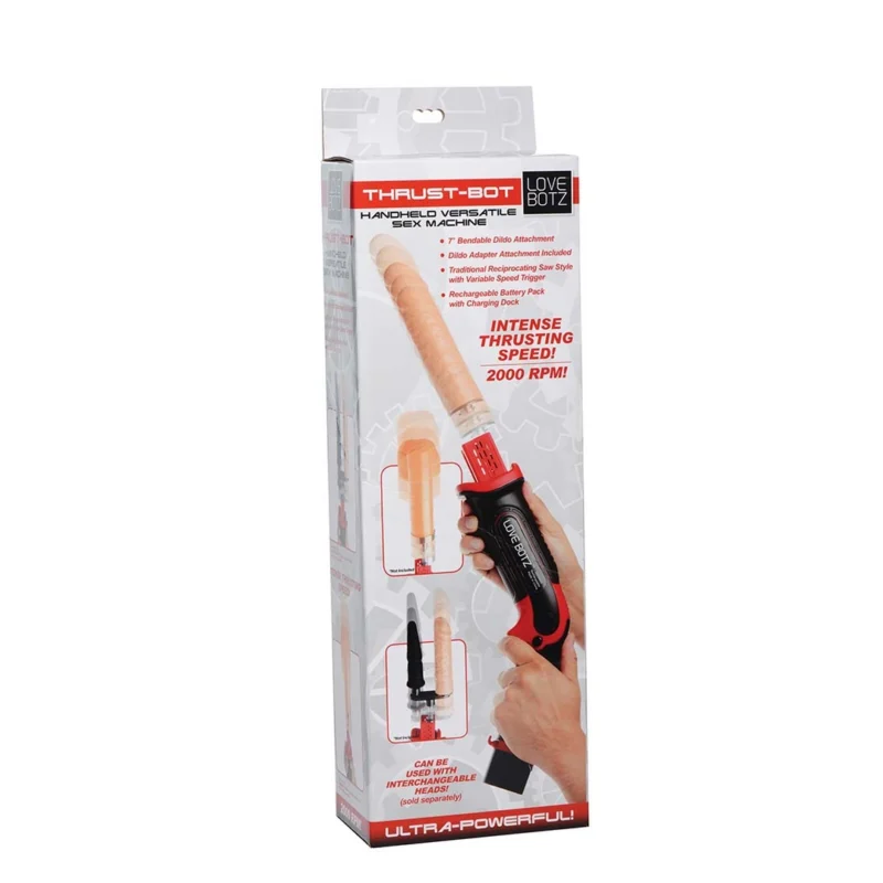 Lovebotz Thrust-Bot Handheld Multi-Speed Intimate Power Tool, 7” TPE, Light