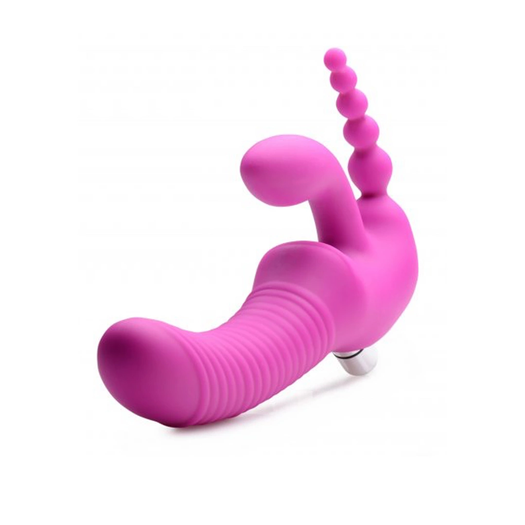 Intamite Rider Regal Rider Triple Vibrating Silicone Intimate System - Strapless ...