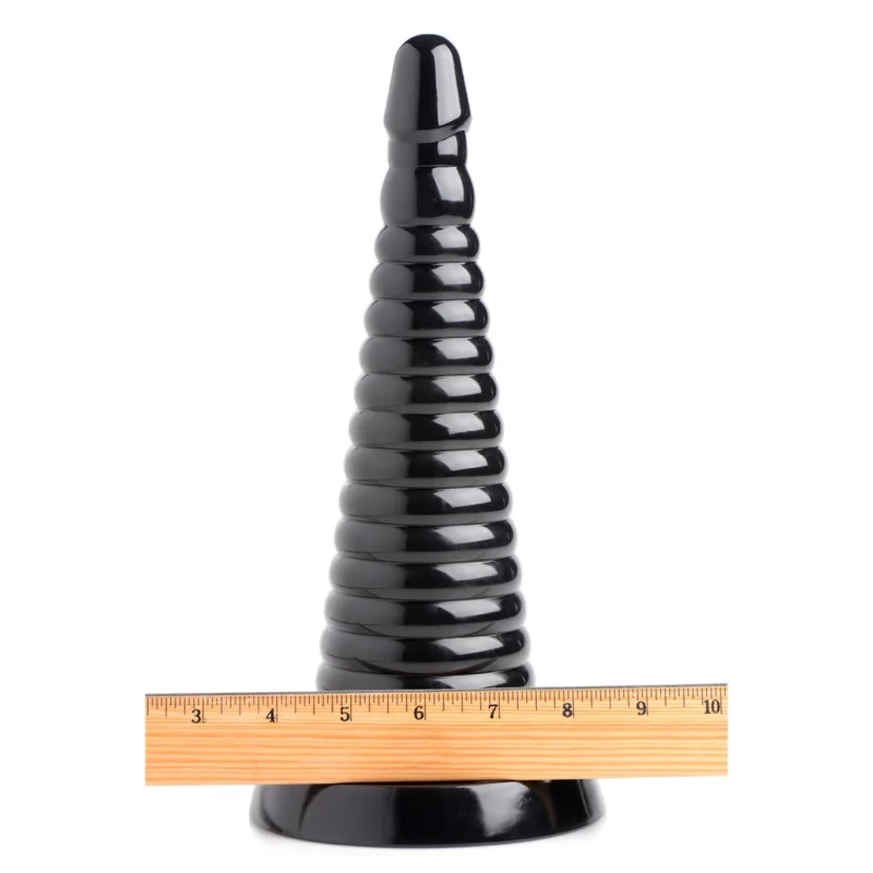 XR Brands Master Series Ribbed Intimate Cone Black 28.5cm Large Size